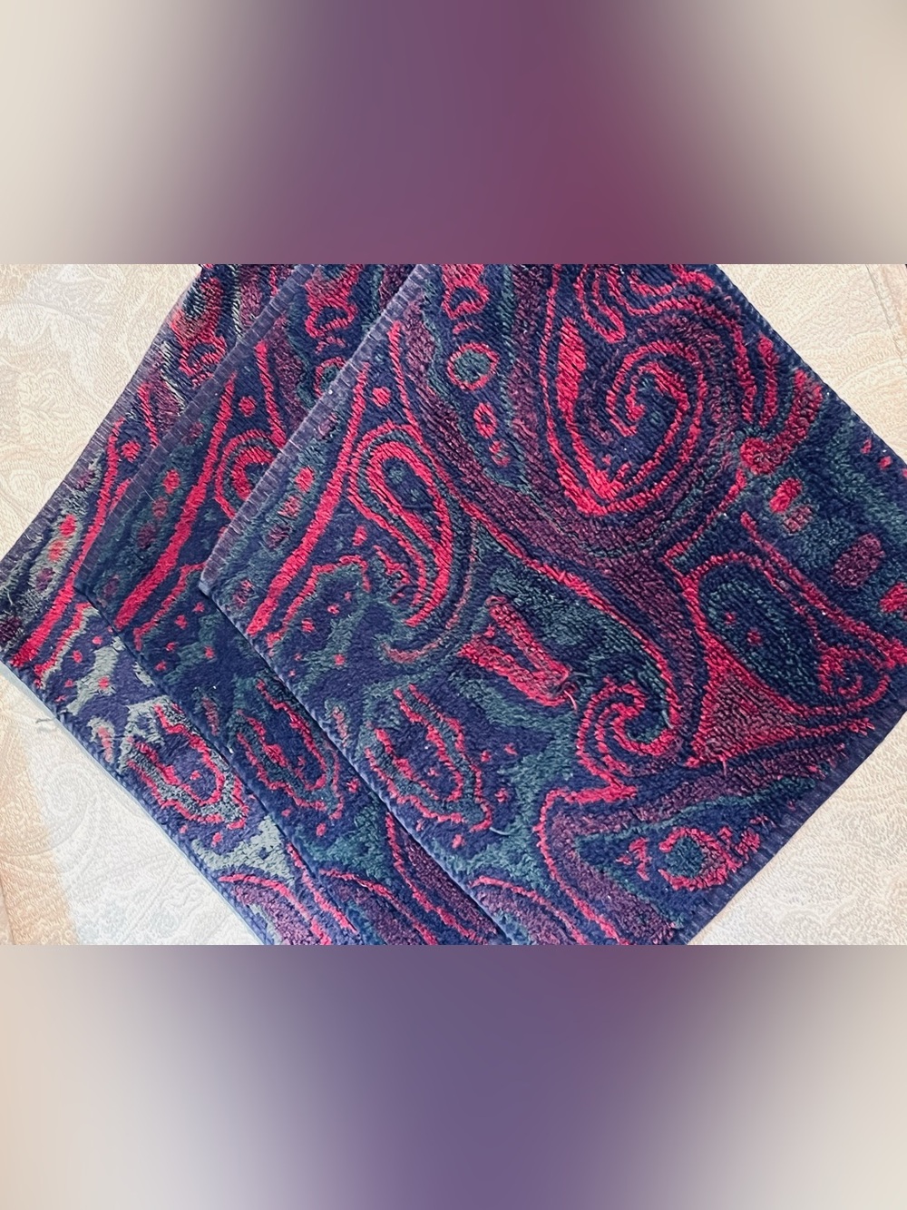 Vintage Ralph Lauren Paisley Medallion Wash Cloth Set 3
